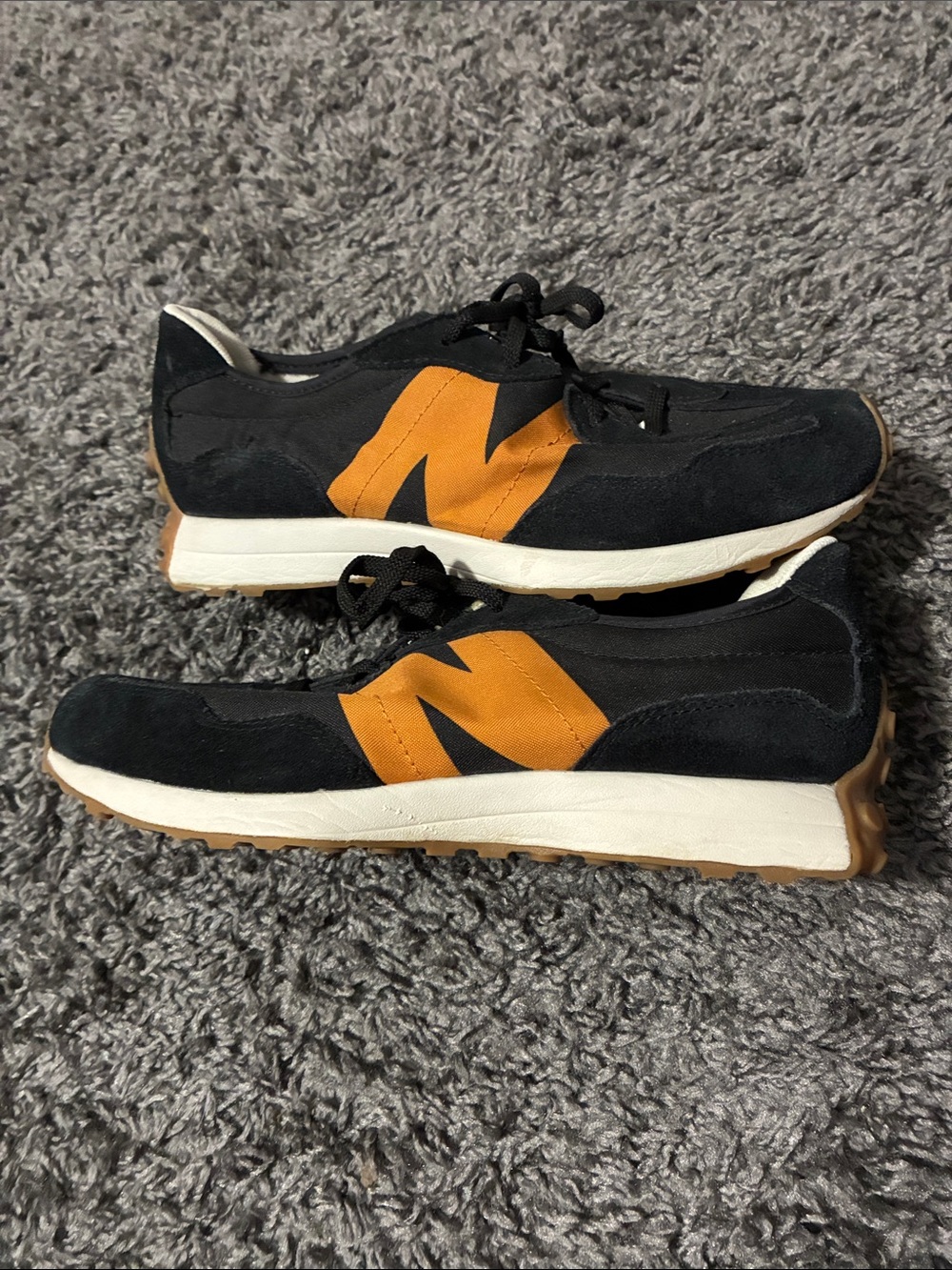 New Balance Black and Orange Retro Sneakers